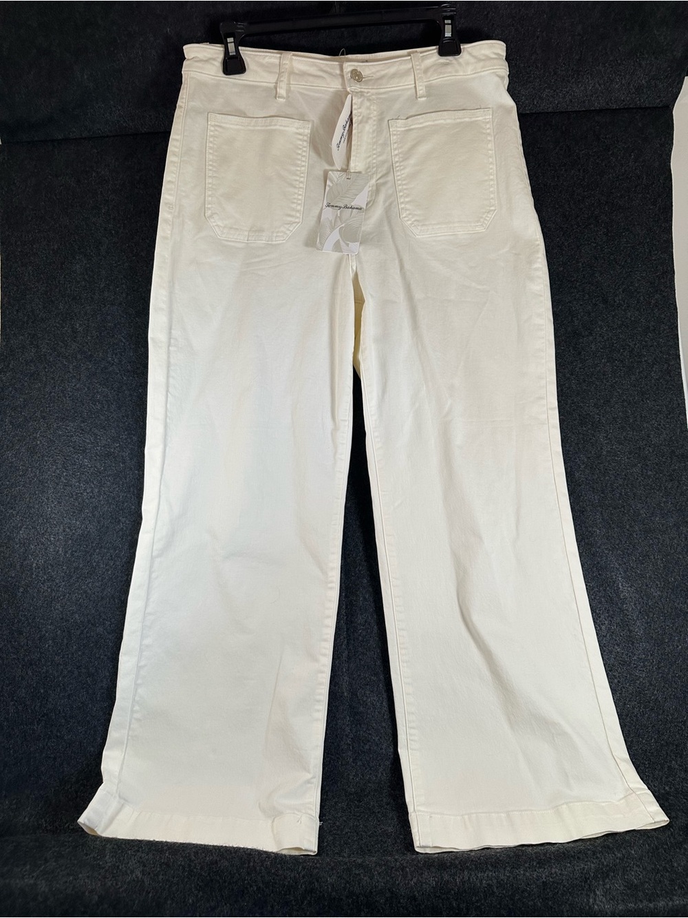 Tommy Bahama Womens Sailor Wide Leg Pants White High Rise Stretch Size 12